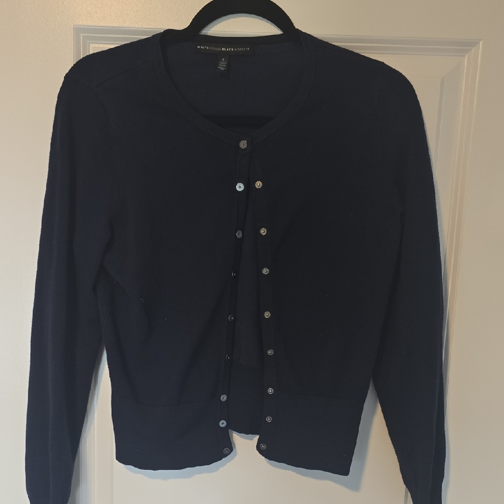 White House Black Market Navy Cardigan Sweater